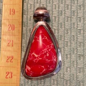 Red stone sterling silver pendant